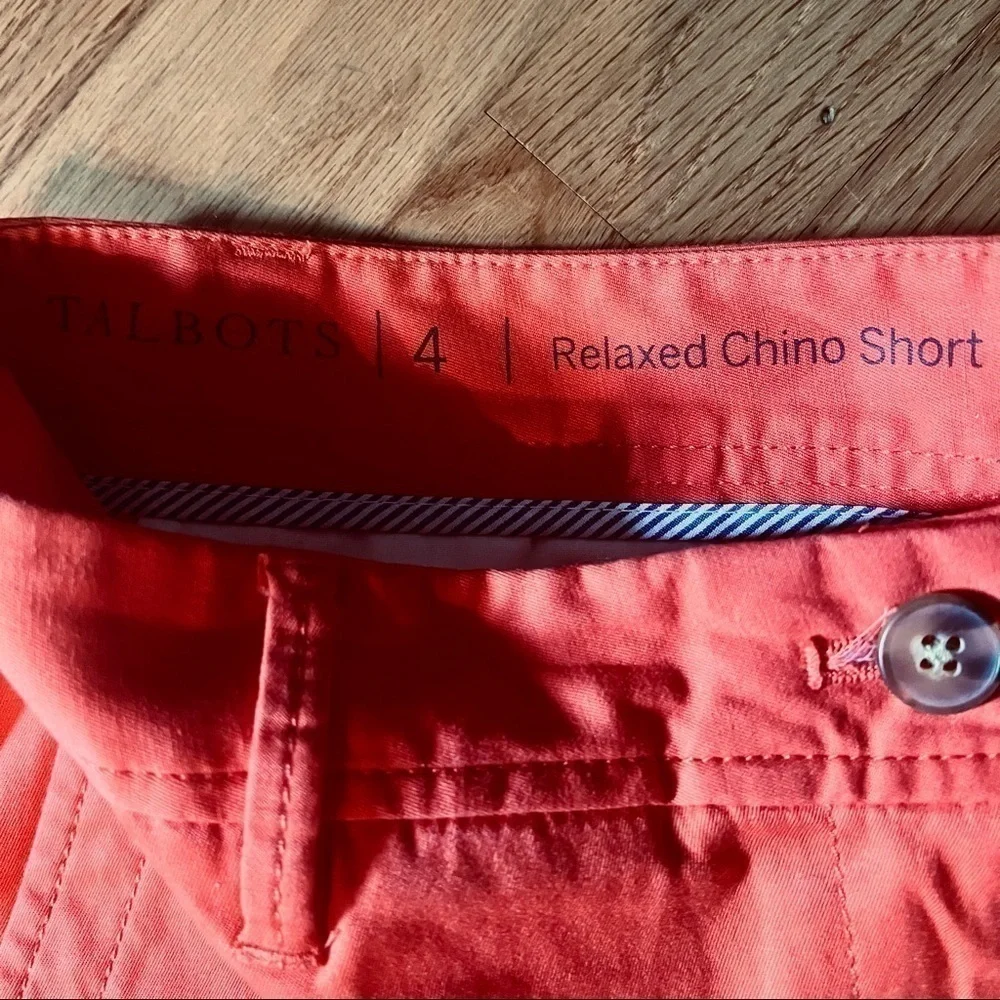TALBOTS Relaxed Bermuda Shorts Coral Orange Chino Cotton Stretch Mid Rise 4